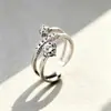 Anel Aberto de Prata Esterlina S925 com Design Multicamadas, Estilo Coreano, Moderno e Elegante, Joia de Anel Exquisita em Prata Esterlina com Zircônia para Mulheres