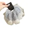 Scrunchie Azul a Cuadros con Encaje Dulce y Sencillo 2026 Nuevo Nicho Versátil Goma para el Cabello Accesorio Elástico para el Cabello
