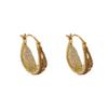 Personalidad Europea y Americana Moda Exagerada Marrón Diamante Completo Gota Hebilla de Oreja Nicho Diseño Simple Arete de Oreja de Alta Gama que Combina con Todo