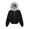 Chaqueta de Algodón K92 Moda Callejera Americana de Gama Alta Neutra Acolchada con Diseño de Águila de Montaña Corta Ancha con Capucha para Hombre