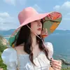 Sombrero de pescador de ala ancha europeo y americano de doble cara para mujer, sombrero de sol de playa con protección UV para el verano, sombrero de sol a la moda con protección solar