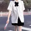 Camisa Universitária Estilo Japonês Conjunto de Uniforme Jk Autêntico Completo Manga Curta Laço Menina Salty Versátil Uniforme de Classe Verão