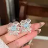Pendientes de Flor de Corte Rosa Transparente Dulces como de Hada, de Moda y Frescos, Versátiles, Pendientes de Venta Caliente Primavera y Verano 2026 para Mujer