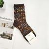 Calcetines de Media Pantorrilla para Mujer con Flor en Relieve Flor de Planta Gg Coreano Nuevos Calcetines de Algodón de Cintura Media Preppy Populares
