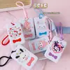 Portatarjetas push-and-pull con estampado de dibujos animados lindo estilo crema para tarjetas de estudiante, tarjetas de acceso y funda protectora para cordón de foto de ídolo