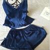 Camisón Sexy y Cómodo de Tejido de Seda Artificial, Conjunto de Ropa de Casa con Encaje, Conjunto de Dos Piezas, Más Vendido