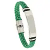 Pulsera Minimalista de Cuero Tejido Liso Grabado, Brazalete de Moda de Acero Inoxidable para Hombres Europeos y Americanos, Accesorio Popular Transfronterizo