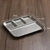 Placa de Barbacoa Integrada Retro de Acero Inoxidable con Cuatro Compartimentos para Condimentos y Salsas para Dipear, Uso Comercial