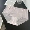 Roupa Íntima Feminina Sem Costura de Seda Gelo Fina para o Verão, Respirável Antibacteriana de Seda, Peça Única para Yoga Fitness, Cueca Mascarada