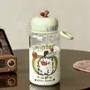 Nuevo Simple Ins Nicho Estudiante con Colgante Vaso de Plástico Niñas Alto Valor Dibujos Animados Niños Portátil Vaso de Agua