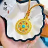 Colgante de Calabaza Chapado en Oro Tendencia de Tiktok, Dios de la Riqueza Amarillo, Brújula de los Ocho Tesoros Propicios, Cadena para Suéter de Cuerda para Cumplir Deseos al por Mayor