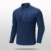 Sudadera de punto con cuello alto y media cremallera para hombre, para primavera y otoño, deportes al aire libre y ocio, manga larga, color liso, top cálido