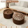 Puf de Armazenamento em Couro, Capa de Sofá Preenchida com Roupas Velhas, Almofada Futon de Chão para Sala de Estar, Banco de Armazenamento, Banco Baixo, Roupas