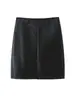 Falda Midi Bodycon de Cuero PU de Cintura Alta con Abertura Frontal Estilo Francés Sexy Retro Talla Grande Runqi 9091 Atuendo de Chica Picante para el Trabajo