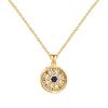 Collar con colgante de ojo de oro auténtico bañado en cobre, estilo retro, estilo literario y artístico británico transfronterizo, cadena de clavícula sencilla y ligera de lujo para mujer.