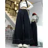 Jeans Negros Vintage Talla Grande para Mujer Primavera y Verano chica rellenita Cuerpo en Forma de Pera Holgados Adelgazantes Cintura Alta Rectos Pierna Ancha