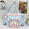 Mochila Escolar Estilo Academia Versión Coreana Linda Mochila para Estudiantes Gran Capacidad Preparatoria Set de Tres Piezas Bolsa Transparente Nueva Bolsa para Tutorías