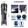 Lanterna de Mão Ultra-Potente com Feixe Alto Transfronteiriça para Uso ao Ar Livre, Holofote Multifuncional P50 com Zoom, Recarregável, Portátil de Emergência