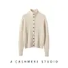Cárdigan de Punto Trenzado de Color Sólido Vintage, Nuevo Suéter de Cachemira 100% Pura Otoño/Invierno, Chaqueta Casual para Mujer