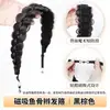 Peruca trançada feminina, tranças torcidas, faixa de cabelo magnética, tranças longas com volume no topo, tranças magnéticas espinha de peixe, faixa de peruca feminina