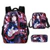 Mochila 3D de impresión transfronteriza de fuego y sombra, mochila escolar para estudiantes de primaria y secundaria coreanos, bolsa de mensajero, estuche para lápices, juego de tres piezas