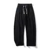 Pantalones de chándal casuales para hombre de otoño, estilo japonés minimalista, deconstruidos, curvos, de algodón crujiente cómodo, corte holgado, pierna recta, pierna curva
