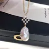 Pingente de Pérola Natural de Água Doce Zhuji Exquisita Corrente de Clavícula de Pérola Colar de Pérolas Barrocas Irregulares Atacado