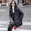 Chaqueta de Cuero de Oveja para Mujer, Abrigo Corto de Plumas, Abrigo de Piel Tallas Grandes, Estilo Mom Delgado de Invierno