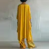 2026 Moda Independente Europeia e Americana Roupas Femininas Estampa Digital Calça Wide Leg + Blusa de Gola Redonda Manga Longa Cor Sólida Conjunto de Duas Peças