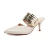Suministro Transfronterizo Primavera y Verano Tacones de Aguja Sexy Tallas Grandes 40-46 Punta Fina Elegante Chanclas de Exterior Zapatos de Mujer