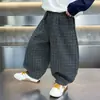 Pantalones de cuadros estilo linterna para niño, Primavera y Otoño, Nuevos Joggers Casuales, Cintura Elástica para Niños, Pantalones Holgados, Moda de Otoño