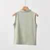 Colete Tricotado Feminino de Verão com Gola Alta, Toque Gelado, Respirável, Tencel Lyocell, Top sem Mangas de Gola Alta para Usar em Camadas ou Sozinho