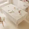 Toalha de mesa estilo creme, impermeável, à prova de óleo, à prova de calor, sem lavagem, versátil, luxo leve, toque de alta qualidade, retangular, para mesa de centro, mesa de jantar