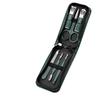 Bolsa con Cremallera Verde Oscuro Set de 6 Cortauñas Tijeras Negras Completas para Uñas Cortauñas Set de Manicura