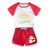 Fiesta de Huevo Estampado de Dibujos Animados Traje de Verano para Niños y Niñas Nuevo Algodón Niños Manga Corta Shorts Conjunto Delgado de Dos Piezas