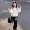 Nuevo Conjunto de Dos Piezas para Niñas de Primavera y Otoño, Estilo Academia, Falso Dos Piezas con Retazos, Top Lindo, Pantalones Largos, Conjunto de Dos Piezas, Moderno