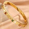 Pulseira de Aço Titânio Casal Wagoff Quadrada Inlay Diamante Colorido Europeu e Americano Mais Vendido Requintado Combina com Tudo Elegante Joia de Pulseira