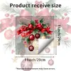 Pegatinas de bolas de Navidad con lazo rojo retro estilo acuarela para inodoro, decoraciones para tapa de inodoro de baño, pegatinas de ambiente festivo