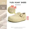 Mocasines Planos de Punta Cerrada Impermeables Cálidos Dinámicos para Exportación Transfronteriza Estilo Birkenstock con Aumento de Altura para Mujer