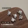 Accesorios para Uñas Lazo Largo de Ángulo Recto con Diamantes Apilados, Caramelo de Roca Blanco Brillante, Lazo Lateral Plateado Producto Terminado con Diamantes Apilados