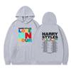 Suéter holgado informal de terciopelo con capucha, ropa de pareja con estampado de HARRY STYLES para hombre y mujer, 2023