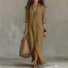Amazon 2026 Novo Cruzamento Confortável Casual Fenda Estilo Preguiçoso Liquidação Moda Venda Quente Preço de Atacado Vestido Longo