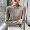 Suéter de Cachemira de una Línea Listo para Usar para Mujer de Cuello Alto Medio Otoño e Invierno Suéter Cálido de Lana Tejida Camisa Base de Manga Larga sin Costuras Ropa Interior