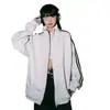 Chaqueta Americana a Rayas con Cuello Alto para Hombre Primavera y Otoño Marca de Moda Color de Contraste Tres Rayas Sudadera Deportiva Cárdigan Pareja