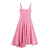 Ropa de Primavera para Mujer Estilo Europeo y Americano 2025 Textura Asimétrica Elegante Vestido de Tirantes 8530