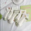 Meias Femininas Curtas Novo Estilo, Meias Femininas Finas de Verão e Primavera Tipo Barco, Meias Baixas Fofas Japonesas, Meias Curtas Brancas com Desenho