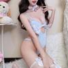 Lencería sexy sexual con lazo de tres puntos y pechos, pijama de puro deseo, ropa de dormir pura y linda, sin apretadas