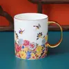 Taza de Porcelana de Hueso Esmaltada de Color Estilo Nuevo Chino Estilo Palacio Altamente Estética para Bebidas Calientes, Té con Leche, Café y Uso de Oficina