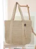 Bolsa de Palha com Franjas de Cor Sólida, Grande Capacidade, Para o Dia a Dia, Bolsa de Ombro Feminina Estilo Coreano, Bolsa de Palha Tecida Estilo Férias na Praia