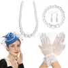 Amazon Malla Sombrero Pequeño Headwear Set de 5 Piezas para Fiesta de Té de Mujeres Accesorios para el Cabello Sombrero de Velillo Retro Set de Pasador de Pelo Aro para el Cabello
